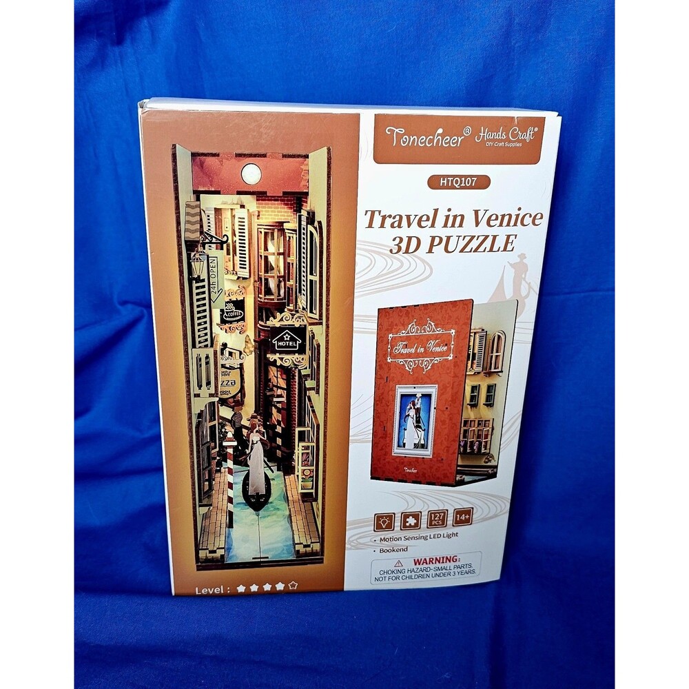 Travel In Venice Italy 3D Puzzle LED Light Book Nook Kit Tonecheer Hands Craft